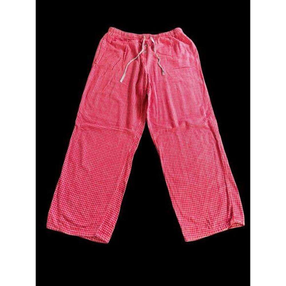 Planet Sleep‎ Pajamas Boys Size Medium White And Red Checkers Drawstring Comfort